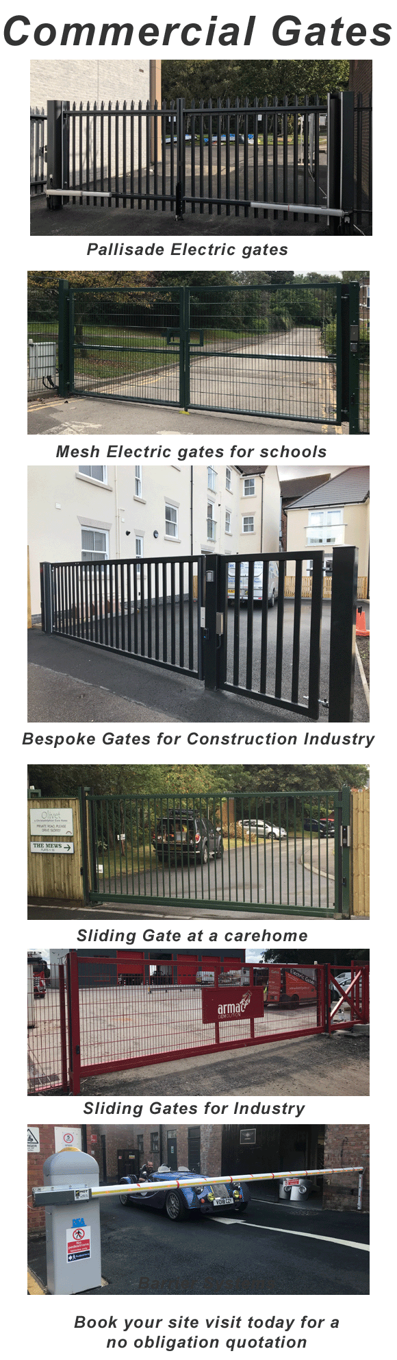 An image of different types of commercial gates